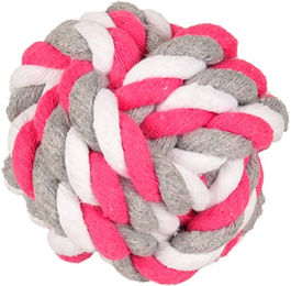 Flamingo Hundespielzeug Jim Ball aus Baumwolle Fuchsia Weiß Grau 8,5 cm - 8,5 cm – Bild 1 von 4
