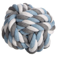 Produktbild von Flamingo Hundespielzeug Jim Knotenball aus Baumwolle Blau/Weiss/Grau 15 cm