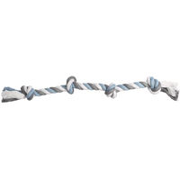 Produktbild von Flamingo Hundespielzeug Jim Knotenknochen aus Baumwolle 4 Knoten Blau Weiß Grau 60cm
