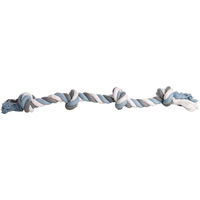Produktbild von Flamingo Hundespielzeug Jim Knotenknochen aus Baumwolle Blau Weiß Grau 75cm