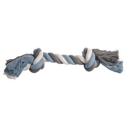 Flamingo Hundespielzeug Jim Knotenknochen aus Baumwolle Jumbo Blau Weiß Grau 45 cm – Bild 1 von 3