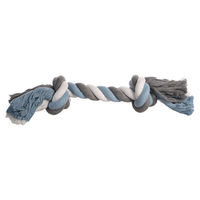 Produktbild von Flamingo Hundespielzeug Jim Knotenknochen aus Baumwolle Jumbo Blau Weiß Grau 45 cm