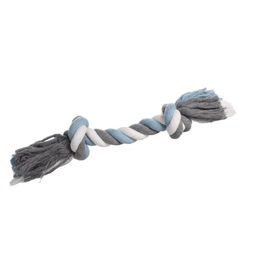 Produktbild von Flamingo Hundespielzeug Jim Knotenknochen aus Baumwolle XL 40cm Blau Weiß Grau