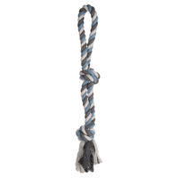 Produktbild von Flamingo Hundespielzeug Jim Zerrseil aus Baumwolle mit 2 Knoten Blau Weiß Grau 55 cm