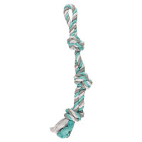 Produktbild von Flamingo Hundespielzeug Jim Ziehtau aus Baumwolle mit 3 Knoten in Mint/Weiß/Türkis