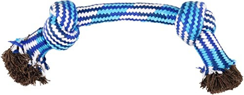 Flamingo Hundespielzeug Joe Seil mit 2 Knoten aus Baumwolle Blau/Weiß Größe M – Bild 1 von 3