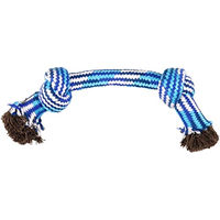 Produktbild von Flamingo Hundespielzeug Joe Seil mit 2 Knoten aus Baumwolle Blau/Weiß Größe M