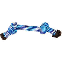 Produktbild von Flamingo Hundespielzeug Joe Seil mit 2 Knoten aus Baumwolle Blau Weiß Größe XL - 42 cm