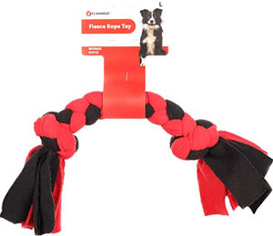 Flamingo Hundespielzeug Knochen aus Fleece in Rot/Schwarz 53cm – Bild 1 von 2