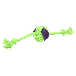 Produktbild von Flamingo Hundespielzeug Knotenball und Seil Grün Lila 30 cm