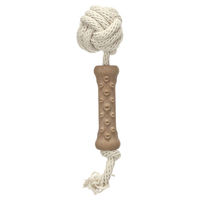 Produktbild von Flamingo Hundespielzeug Knotenball und Stab Braun aus TPR und Bambus zur Zahnpflege 31 cm