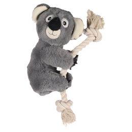 Flamingo Hundespielzeug Koala aus Plüsch mit Seil und Squeaker Grau Größe L - 30 cm – Bild 1 von 7