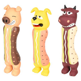 Flamingo Hundespielzeug Latex Hotdog Quietschspielzeug Bunt – Bild 1 von 9