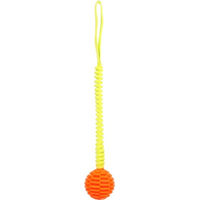Produktbild von Flamingo Hundespielzeug Lipa Zerrseil mit Ball Gelb Orange aus TPR schwimmfähig