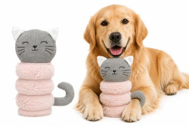 Flamingo Hundespielzeug Ribola Katze Rosa aus weichem Plüsch und Cordstoff mit Squeaker – Bild 1 von 1