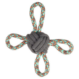 Flamingo Hundespielzeug Riva Multiring mit Ball aus Baumwolle Grün 25cm - 25 cm – Bild 1 von 2