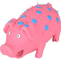 Produktbild von Flamingo Hundespielzeug Schwein aus Latex rosa mit Punkten Quietschspielzeug - 160 g