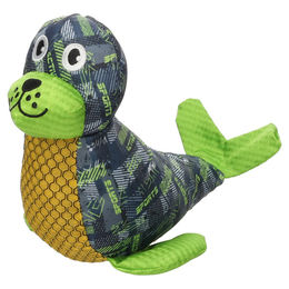 Flamingo Hundespielzeug Siwi Seehund aus Stoff in Grün als Quietschspielzeug – Bild 1 von 3