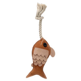 Produktbild von Flamingo Hundespielzeug Swa Fisch aus Leder Braun mit Squeaker 36cm
