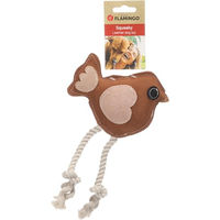 Produktbild von Flamingo Hundespielzeug Swa Vogel aus Leder in Braun mit Quietschfunktion zur Zahnpflege