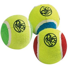 Flamingo Hundespielzeug Tennisball aus Gummi und Filz in Bunt und Gelb Ø 6cm - 6 cm – Bild 1 von 3