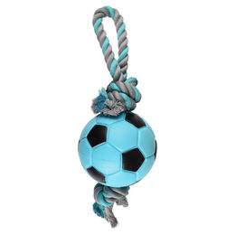 Flamingo Hundespielzeug TPR Sporty Fußball mit Seil Blau 12 cm - 12 cm – Bild 1 von 2