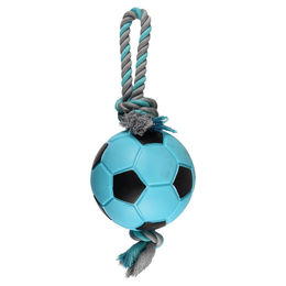 Flamingo Hundespielzeug TPR Sporty Fußball mit Seil Blau Türkis 17 cm – Bild 1 von 2