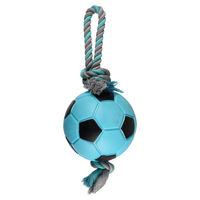 Produktbild von Flamingo Hundespielzeug TPR Sporty Fußball mit Seil Blau Türkis 17 cm