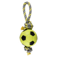 Produktbild von Flamingo Hundespielzeug TPR Sporty Fußball mit Seil Grün 12 cm