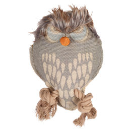Flamingo Hundespielzeug Vacan Eule mit Seil und Squeaker in Khaki – Bild 1 von 4