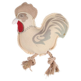 Flamingo Hundespielzeug Vacan Hahn mit Seil aus Baumwolle beige mit Quietschfunktion – Bild 1 von 2