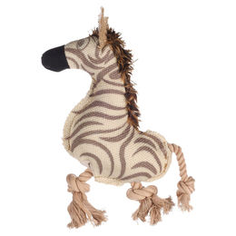 Flamingo Hundespielzeug Vacan Zebra Beige aus Stoff mit Seil und Quietschefunktion – Bild 1 von 4