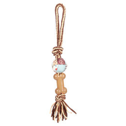 Produktbild von Flamingo Hundespielzeug Vinta Knoten mit Ball aus TPR 40cm mit Squeaker bunt - 40 cm