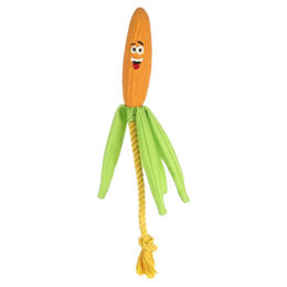 Produktbild von Flamingo Hundespielzeug Xibor Mais aus Latex mit Seil und Squeaker Orange 46cm