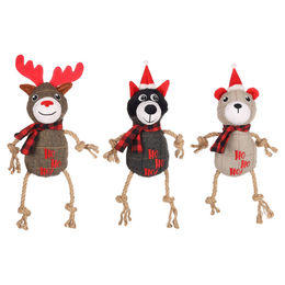 Flamingo Hundespielzeug Xmas Beta aus Textil und Jute mit Squeaker und Seil – Bild 1 von 2