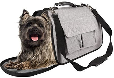 Flamingo Hundetasche Amy Transportbox für kleine Rassen Grau aus Stoff – Bild 1 von 11