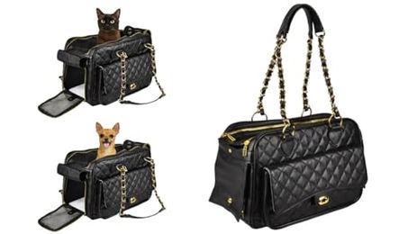 Flamingo Hundetasche Gigi Schwarz Kunstleder Größe L – Bild 1 von 5