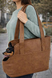 Flamingo Hundetasche Peaches Braun aus Kunstleder für kleine Hunde – Bild 1 von 7