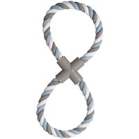 Produktbild von Flamingo Jim Hundespielzeug Zerrseil aus Baumwolle 8-Ring Blau Weiß Grau - 37 cm