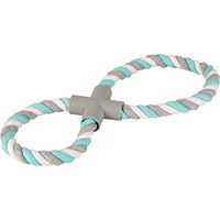 Produktbild von Flamingo Jim Hundespielzeug Ziehtau aus Baumwolle 8-Ring Mint Weiß Grau