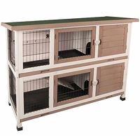 Produktbild von Flamingo Kaninchenstall Combi 2 Urban aus Holz mit Auslauf und ausziehbarer Schublade Braun 122x50x102cm