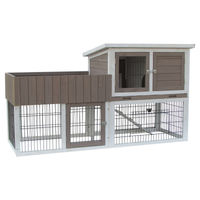 Produktbild von Flamingo Kaninchenstall Floret Urban aus Holz mit Freilauf Braun 165x64,5x92 cm
