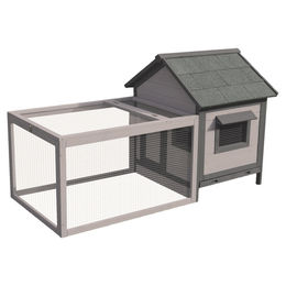 Flamingo Kaninchenstall Grace Cottage aus Holz in Grau mit Rampe und Scharnierdach 146x75x83cm – Bild 1 von 7