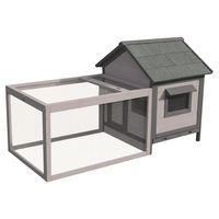 Produktbild von Flamingo Kaninchenstall Grace Cottage aus Holz in Grau mit Rampe und Scharnierdach 146x75x83cm