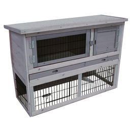 Produktbild von Flamingo Kaninchenstall Loft Cottage aus Holz für Kaninchen und Meerschweinchen 111x78x45cm in Natur und Grau