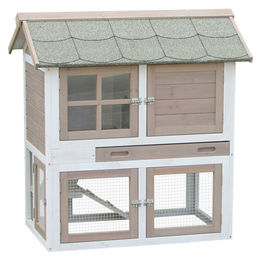 Flamingo Kaninchenstall Snug Urban aus Holz mit Auslauf und Reinigungsschublade 98x64x102cm – Bild 1 von 3