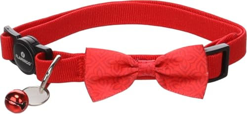Flamingo Katzen Halsband mit Schleife Castor Rot 10mm 20-35cm – Bild 1 von 6