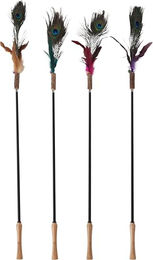 Flamingo Katzenangel Hasse Katzenspielzeug mit Holzgriff, Matatabi, Glöckchen und Federn in Bunt – Bild 1 von 6