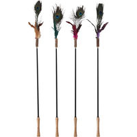 Produktbild von Flamingo Katzenangel Hasse Katzenspielzeug mit Holzgriff, Matatabi, Glöckchen und Federn in Bunt