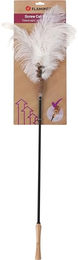 Flamingo Katzenangel Nina ausziehbar mit Federn, Glöckchen und Matatabi in Weiß mit Holzgriff und Glasfaserstab 61–186 cm – Bild 1 von 2